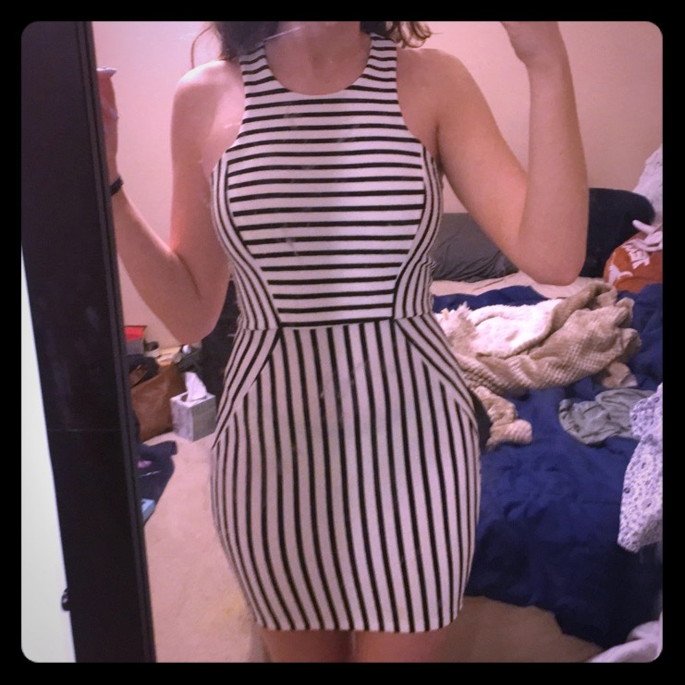 Striped body con dress